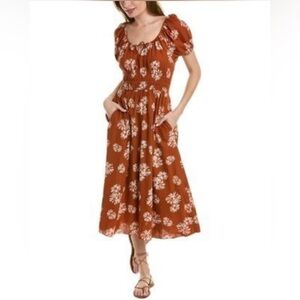 🌺Madewell Sophia Linen Rust Midi Dress